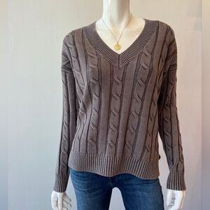 J. Society Classic Cable Knit V-Neck Sweater – Taupe